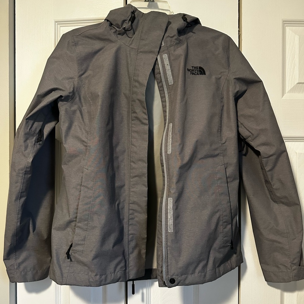 The North Face Gray Hooded Rain Jacket